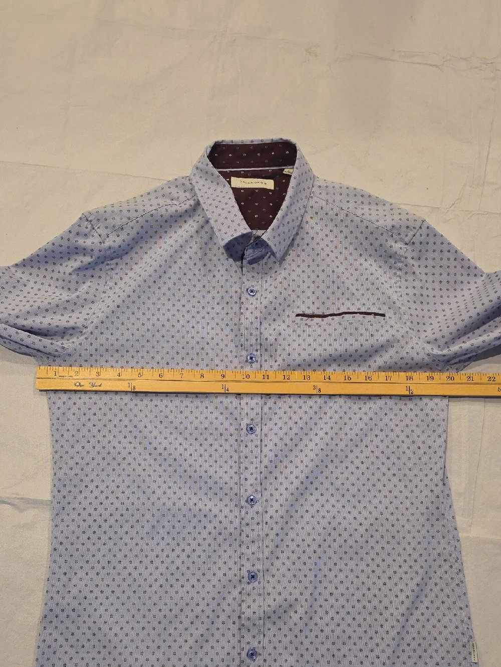 7 Diamonds Lavender Stretch Button-Down with Wine Contrasting Trim Flip Cuffs M - Picture 7 of 9